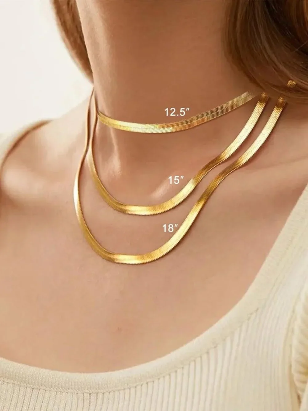Elegant 14K Gold Plated Herringbone Choker Necklace for Women - Stylish Jewelry
